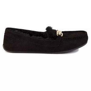 Juicy Couture Faux Fur & Fabric Moccasin Slippers-NWT